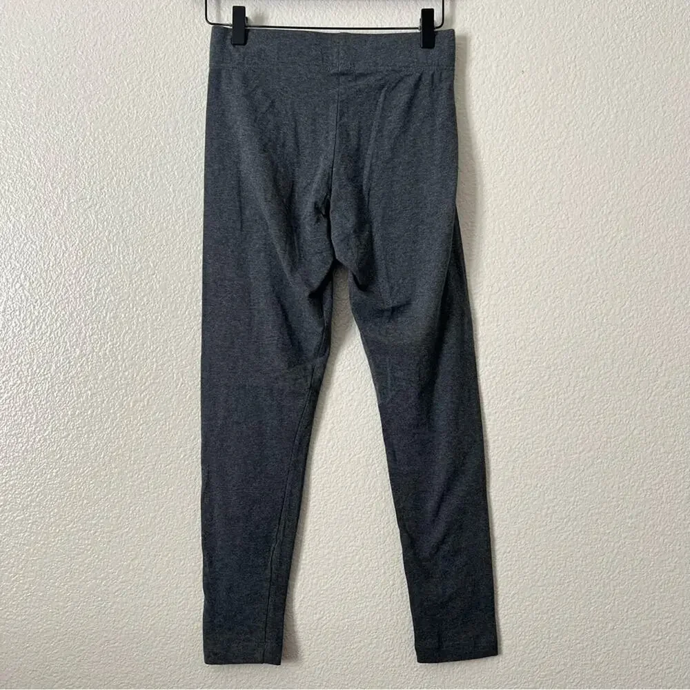 Adidas Essentials Linear Legging Heather Charcoal Gray Lavender Logo FM6689